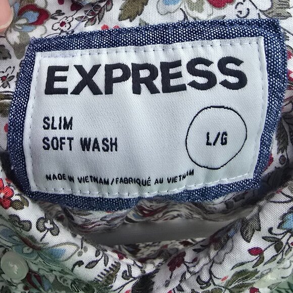 Express Men's Slim Soft Wash Floral Button-Down Shirt - Picture 8 of 8